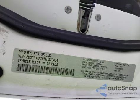 2021 Chrysler 300 300S z USA, uszkodzony, nr VIN 2C3CCABG9MH520434